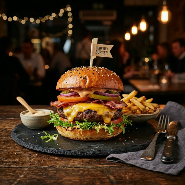 Burger at The Food Hub